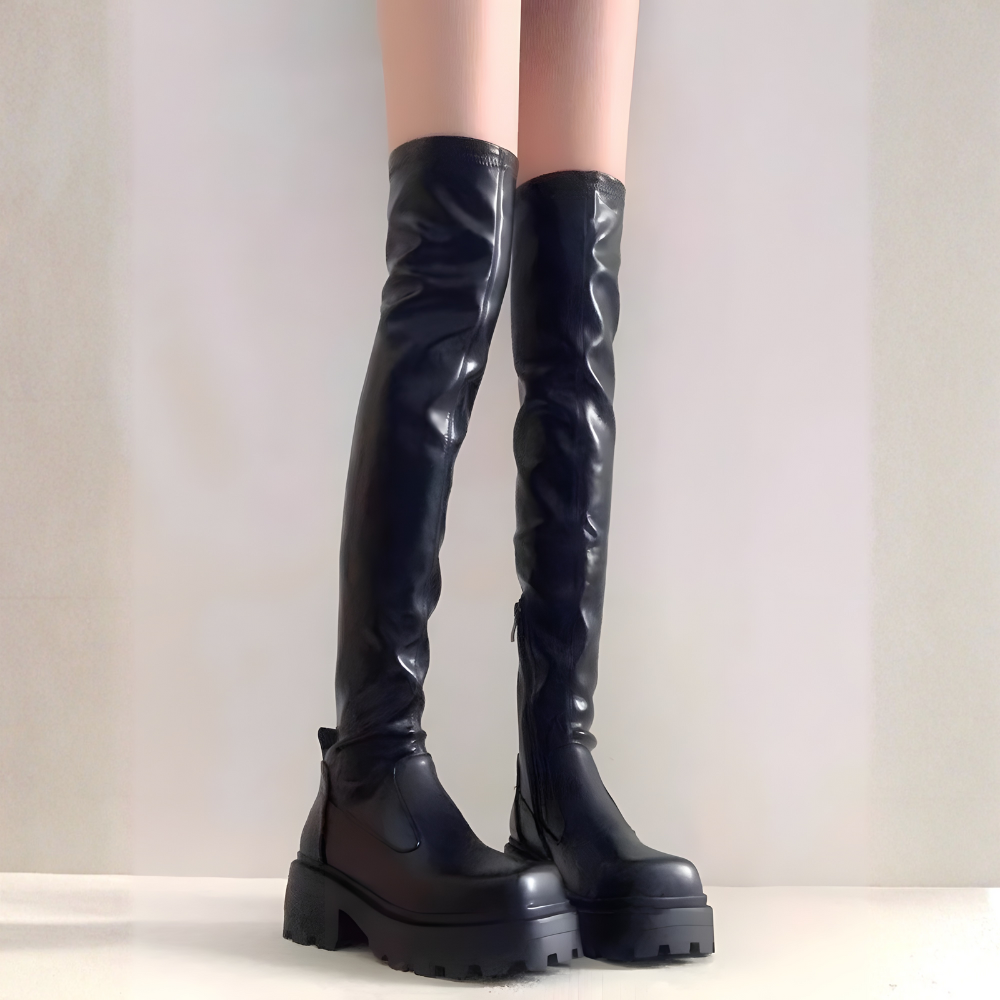 スリムフィットロングブーツ