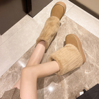 ボリュームファー厚底ロングブーツ