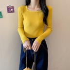 リブフィットロングスリーブトップス