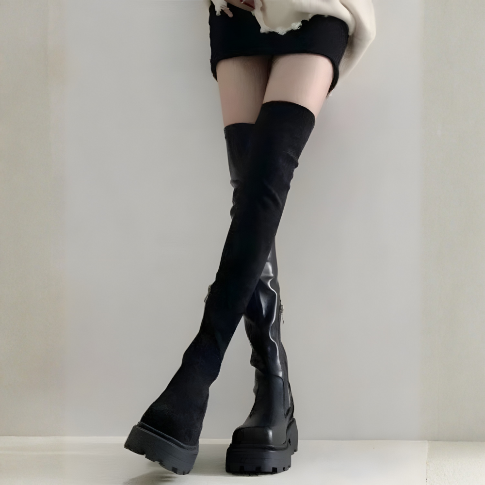 スリムフィットロングブーツ