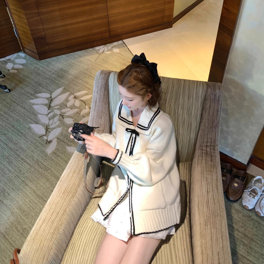 セーラーデザインニットカーディガン