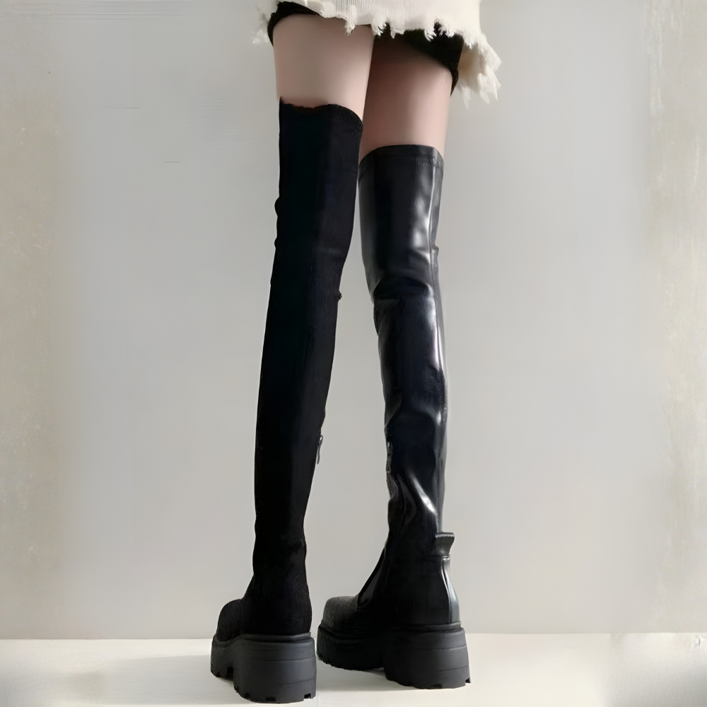 スリムフィットロングブーツ