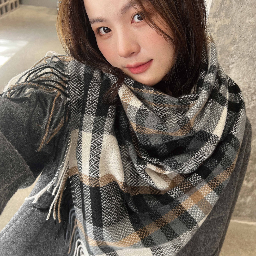 ナチュラルチェックボリュームマフラー