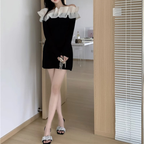 フリルオフショルミニワンピース