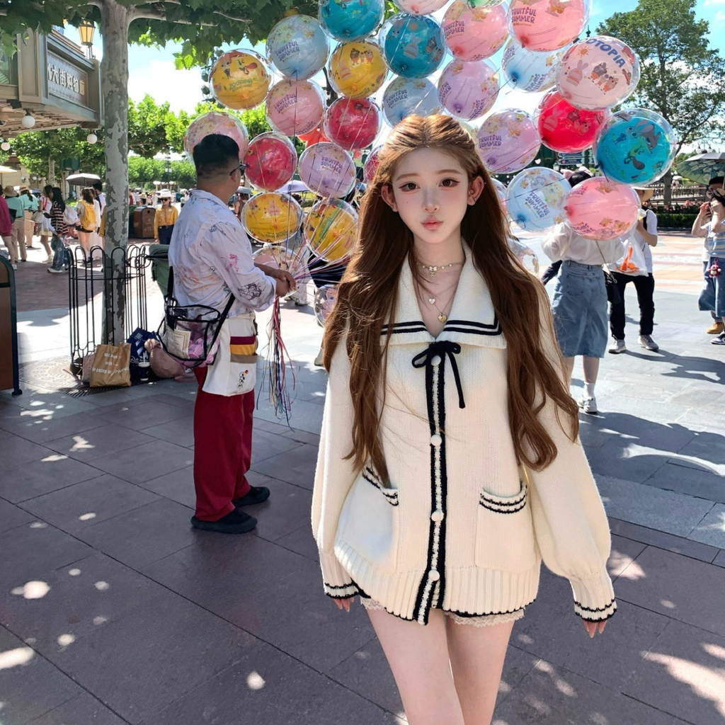 セーラーデザインニットカーディガン