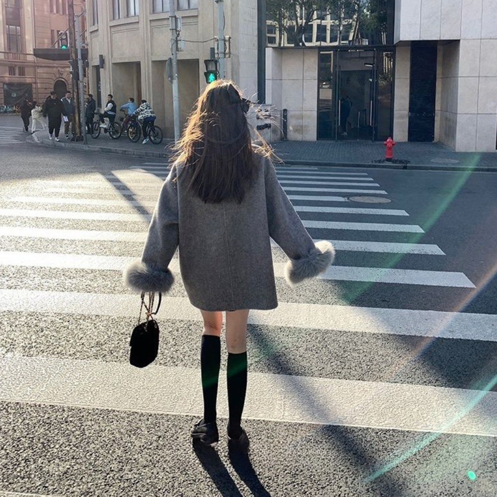 リボンファーショートコート