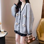 フラワーモチーフ付きカーディガン｜ガーリーカジュアル