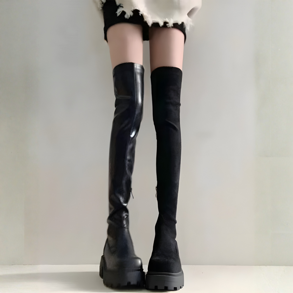 スリムフィットロングブーツ