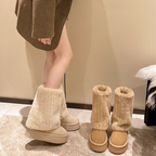 ボリュームファー厚底ロングブーツ