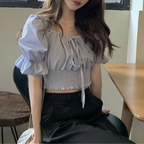 フリルスリーブ｜スクエア＆オフショル ブラウス