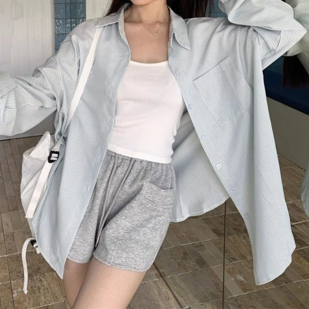 ゆるっと爽やか｜ストライプオーバーサイズシャツ