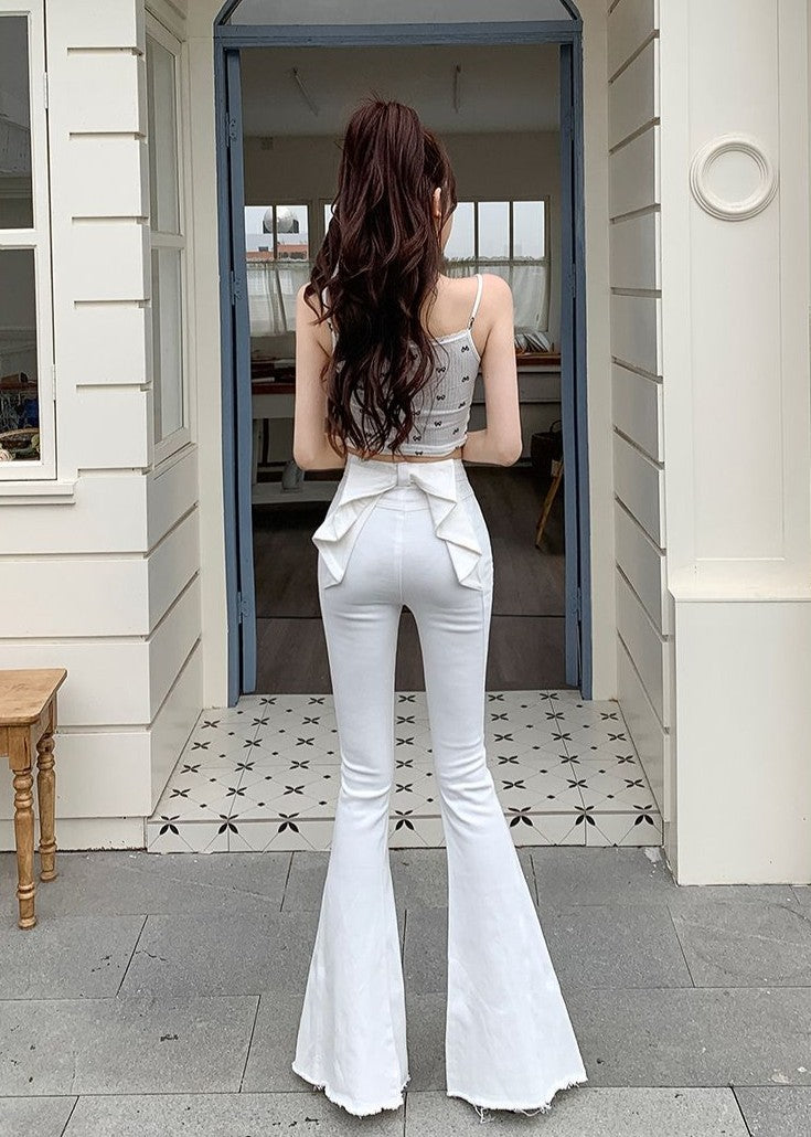 バックリボンフレアデニム