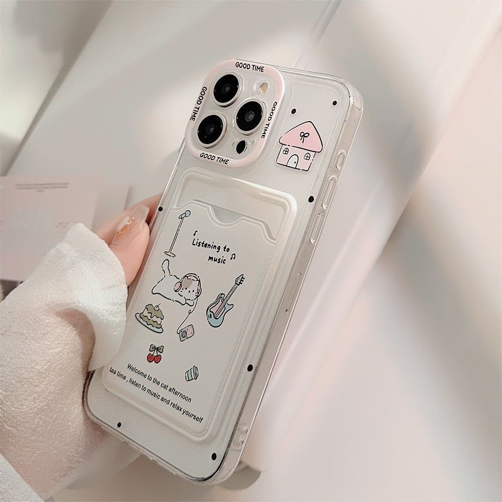 のんびりゆるねこ｜カードポケット付きクリアiPhoneケース