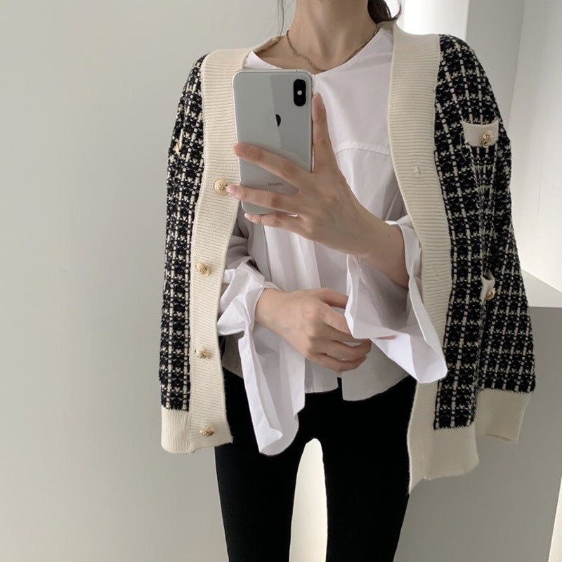 ツイードチェックカーディガン