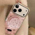 ピンクローズリボンスタンドiPhoneケース