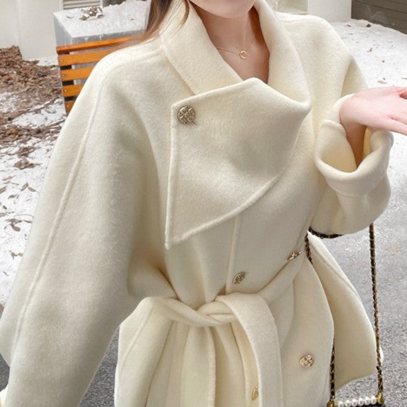 ゴールドボタンウールショートコート