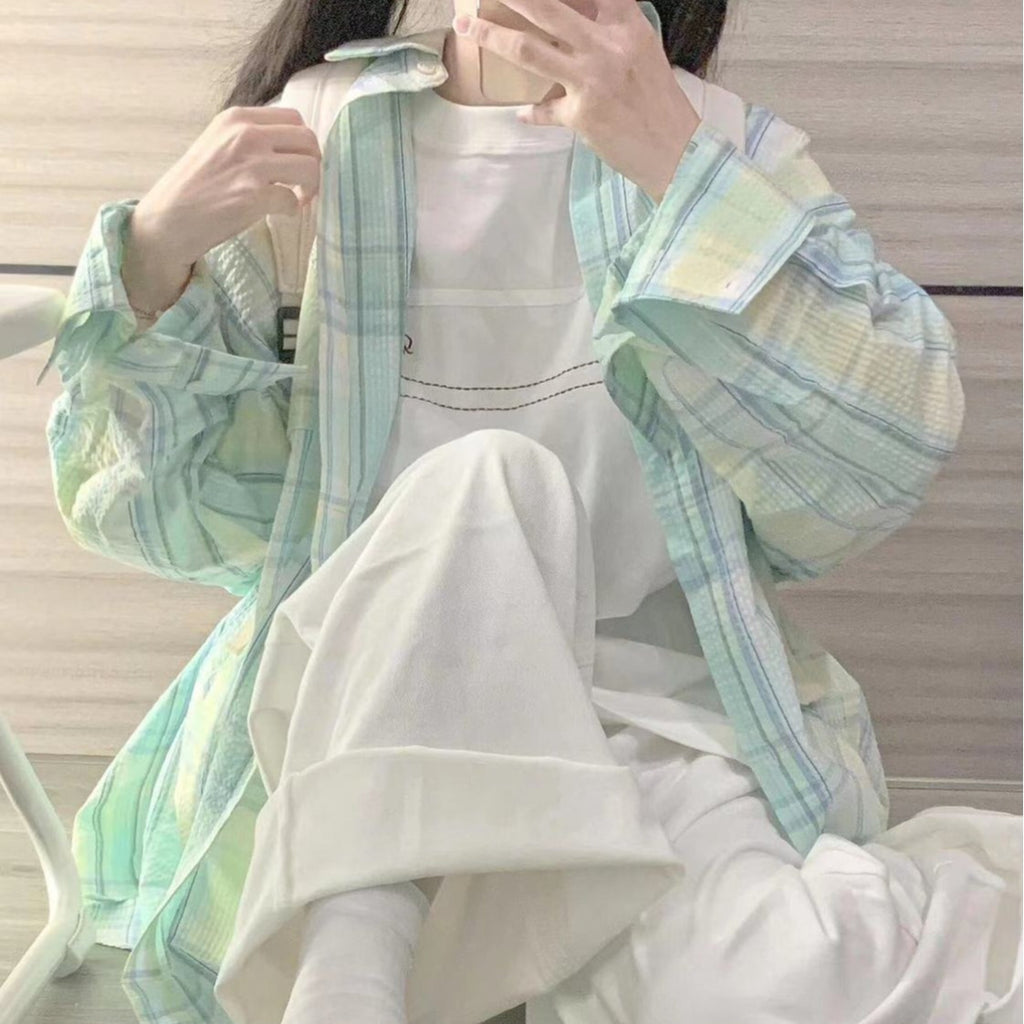 ミントチェック｜ゆるシルエットシャツ