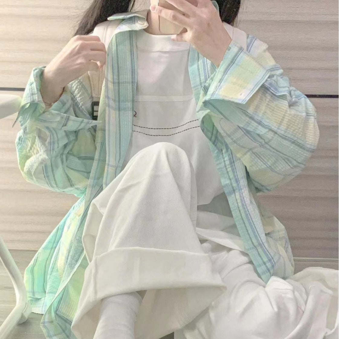 ミントチェック｜ゆるシルエットシャツ