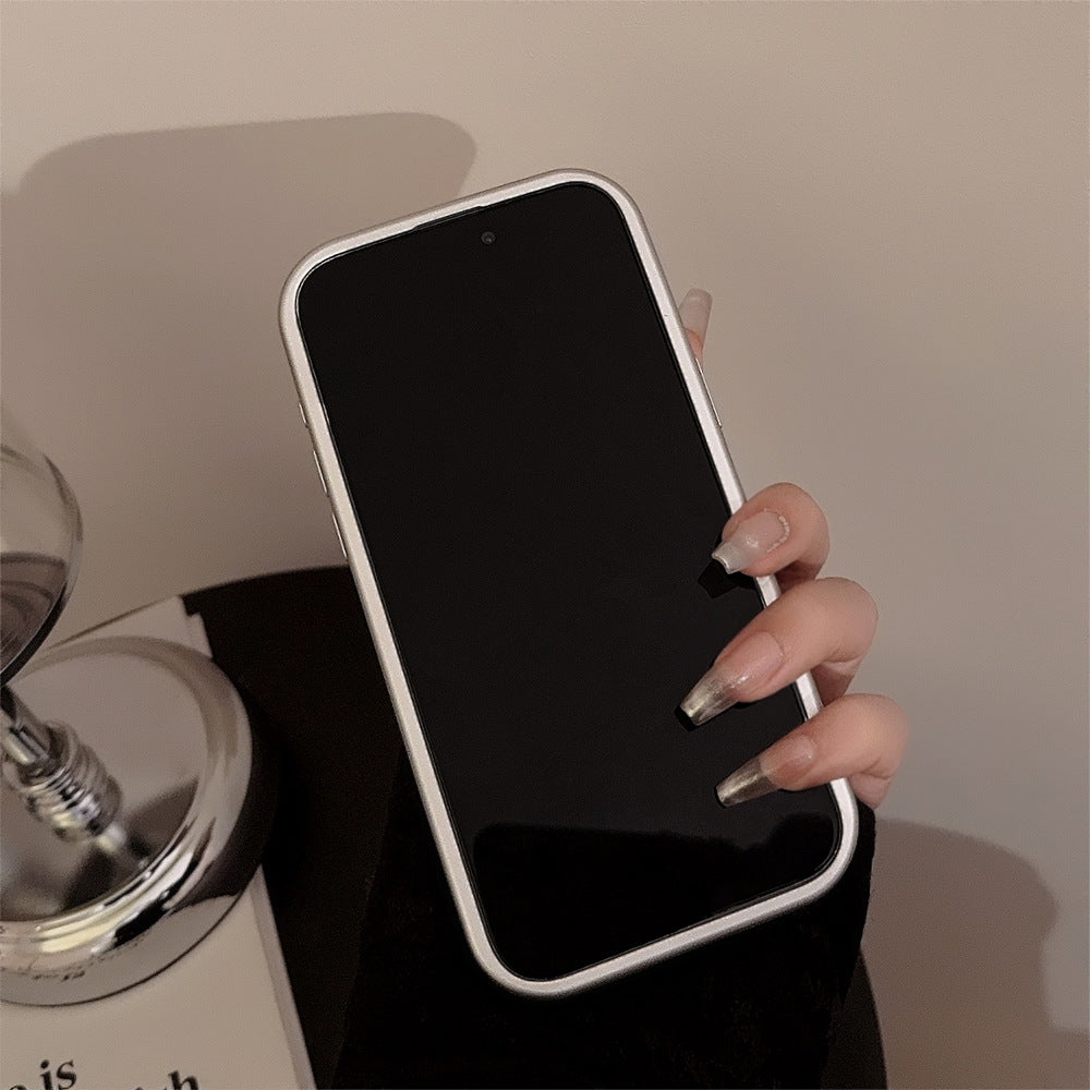 フラワーパターン｜レザー調シルバーiPhoneケース