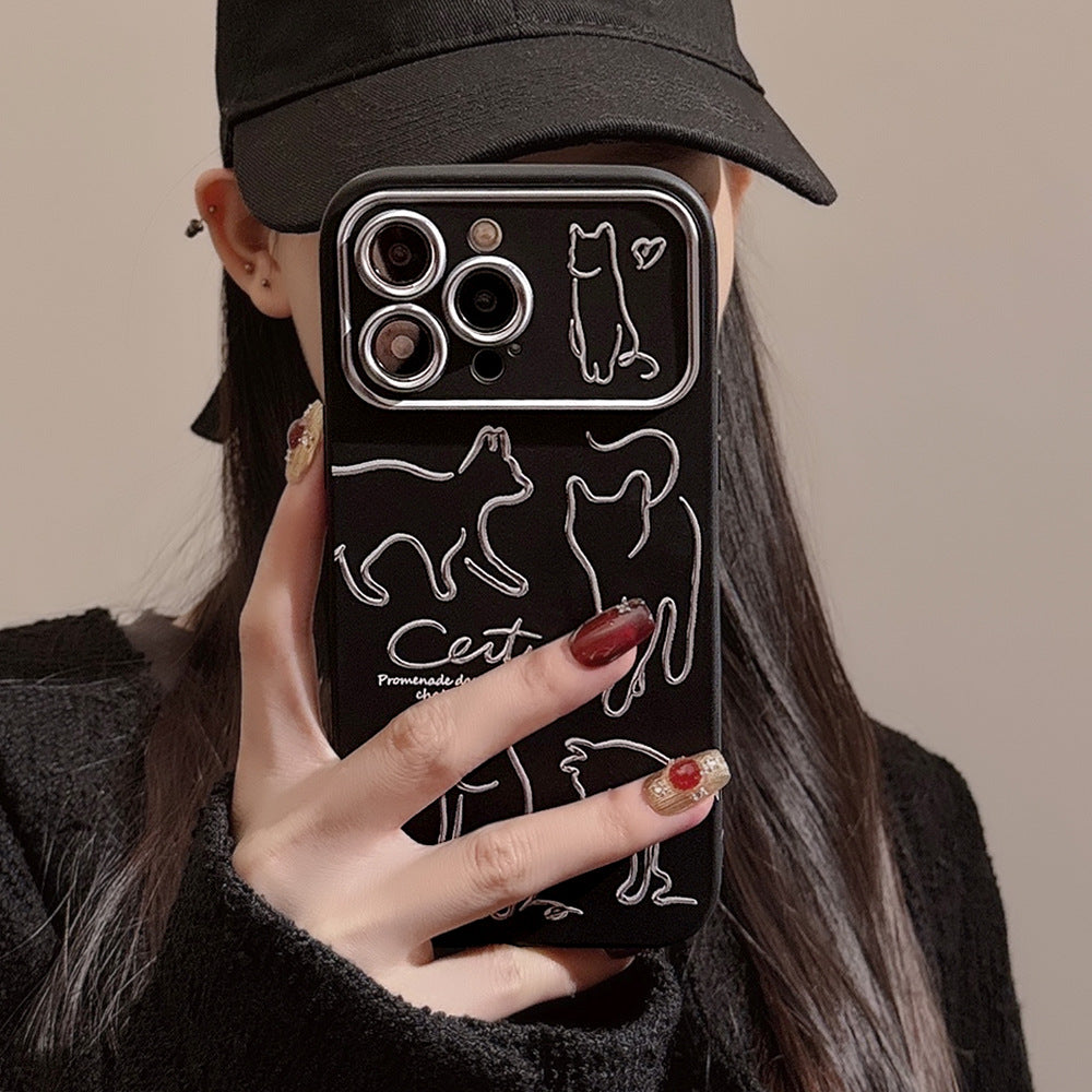 猫シルエット｜モノトーンiPhoneケース