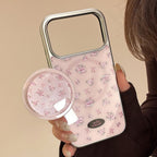 ピンクローズリボンスタンドiPhoneケース