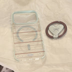 クリアギンガムハートスタンドiPhoneケース