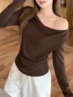 ドレープネックロングスリーブトップス