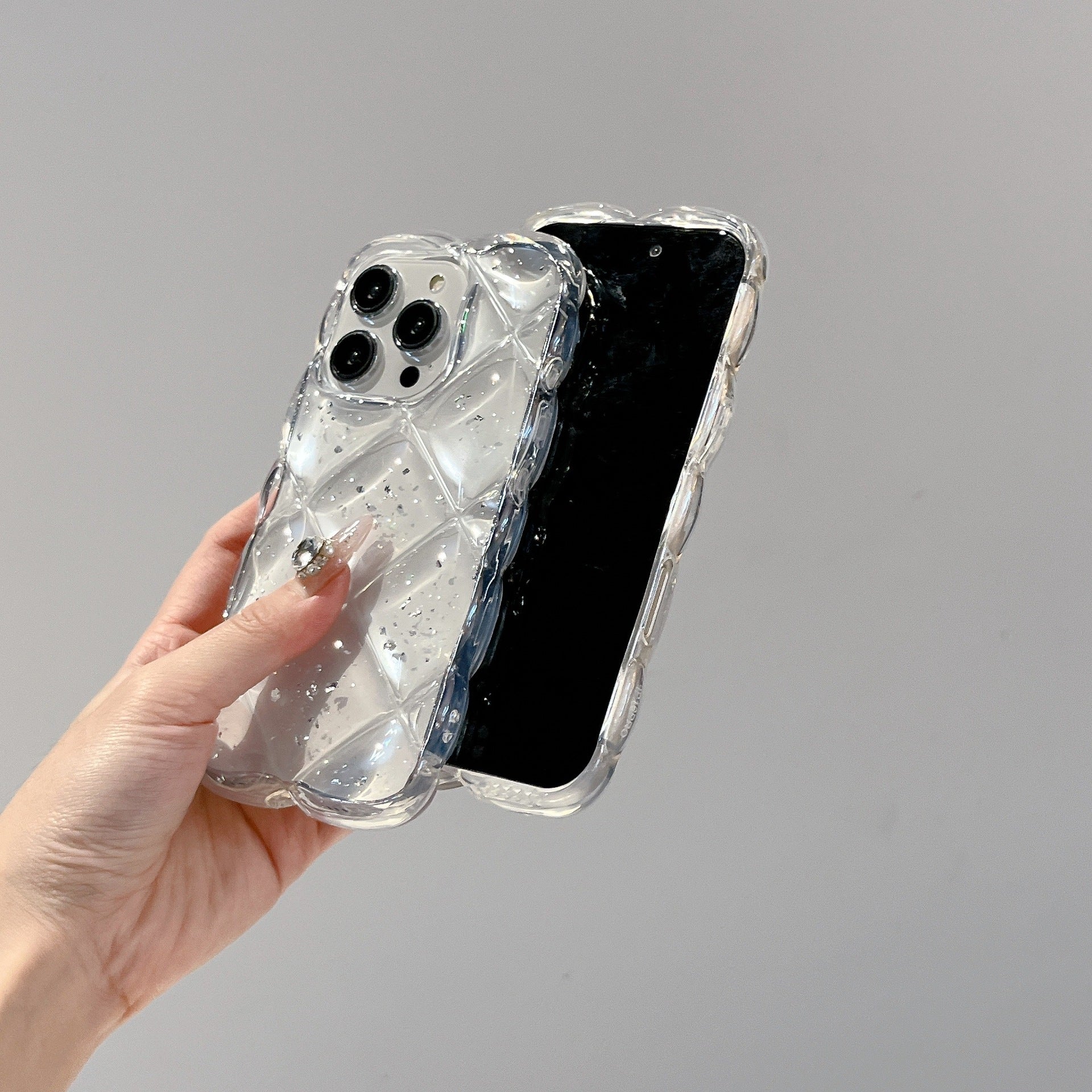 クリアキルティングラメiPhoneケース