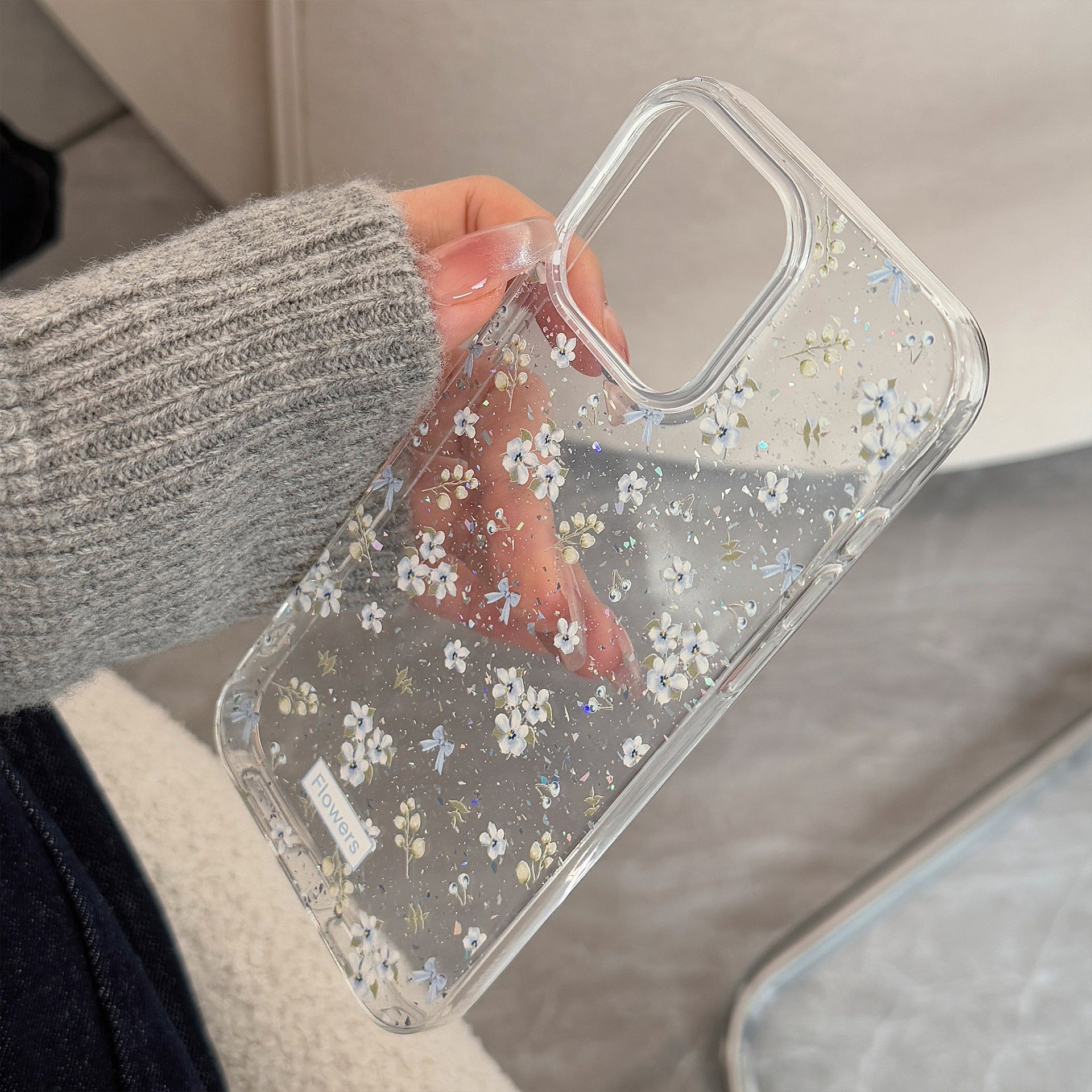 ブルーフラワー｜クリアiPhoneケース