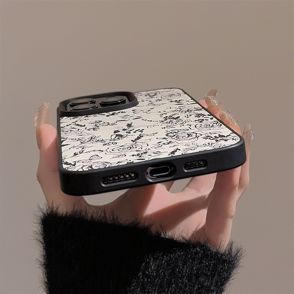 線画フラワー柄｜大人シックなiPhoneケース