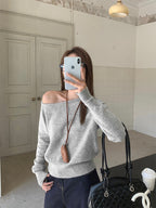 オフショルダー風｜ニットトップス