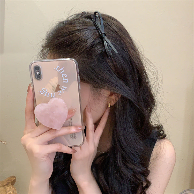 レザー調リボン｜シンプルヘアクリップ