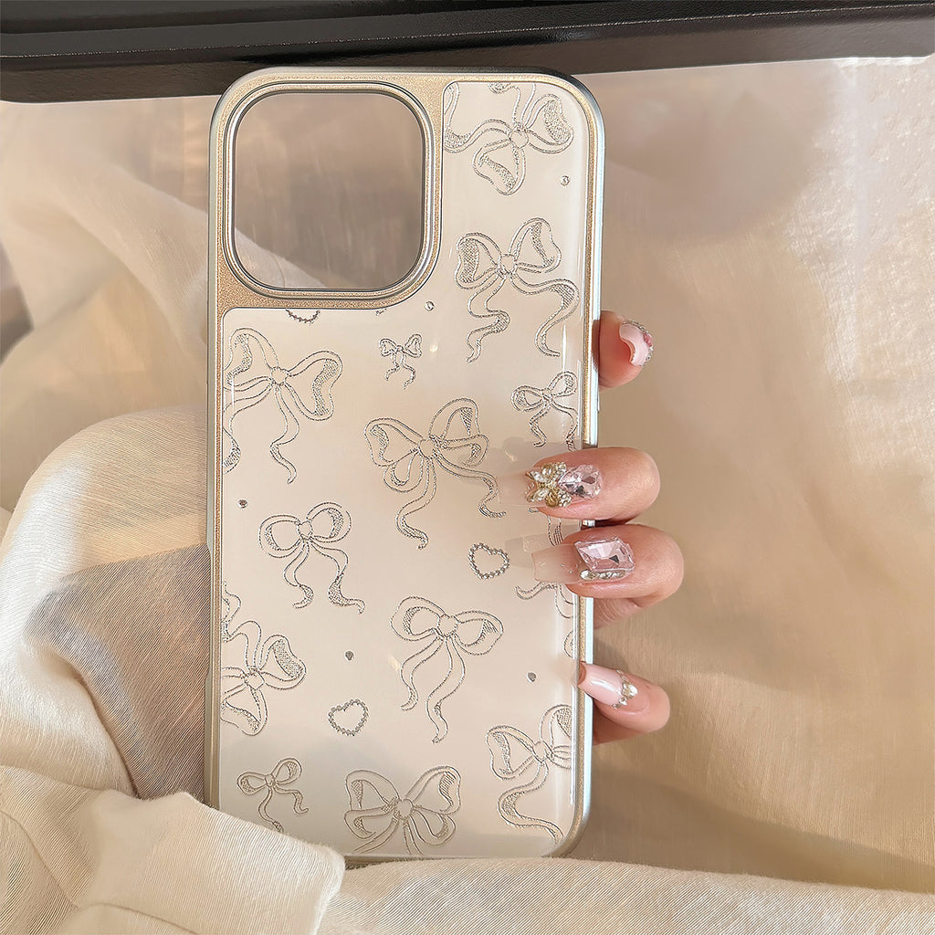 リボン柄クリア｜ホワイトデザインiPhoneケース