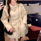 ゴールドボタンウールショートコート