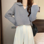 チェーン付きデザイン｜ゆったりニットトップス