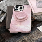 【MagSafe対応】やわらかピンク × アートグリップ｜iPhoneケース