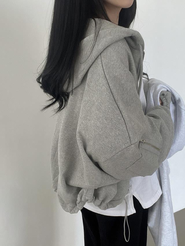 ジップスリーブショートパーカー