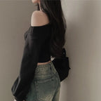 ワンショルダークロップスウェット