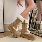 ボアレースアップ厚底ムートンブーツ