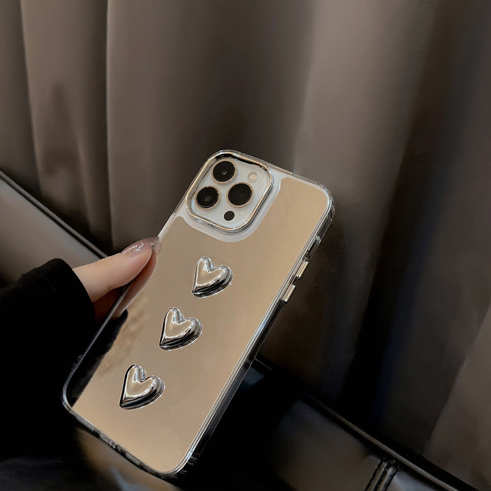 立体トリプルハート｜ミラーiPhoneケース