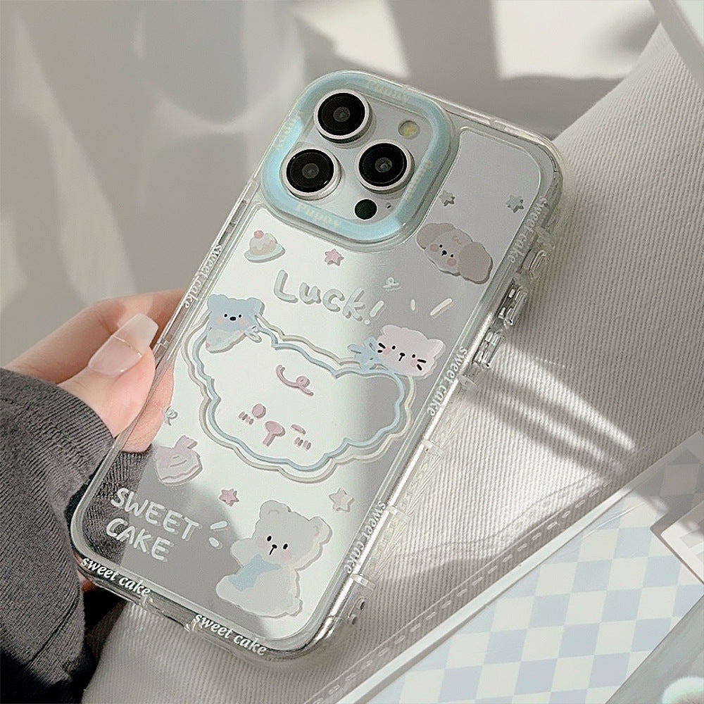 アニマル柄｜ストラップ付きミラーiPhoneケース