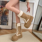 ボアレースアップ厚底ムートンブーツ