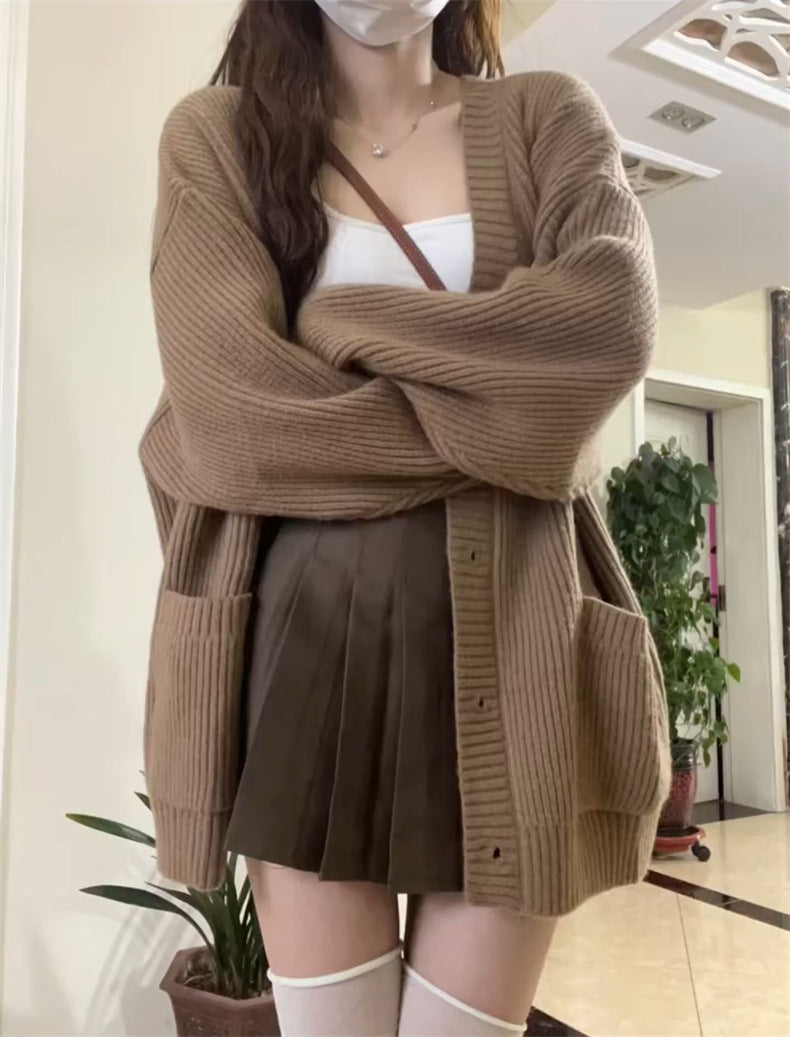 オーバーサイズリブニットカーディガン