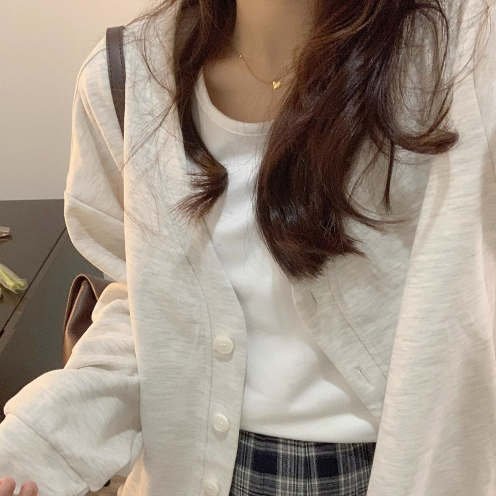 スウェットカーディガン｜シンプル刺繍デザイン