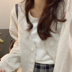 スウェットカーディガン｜シンプル刺繍デザイン