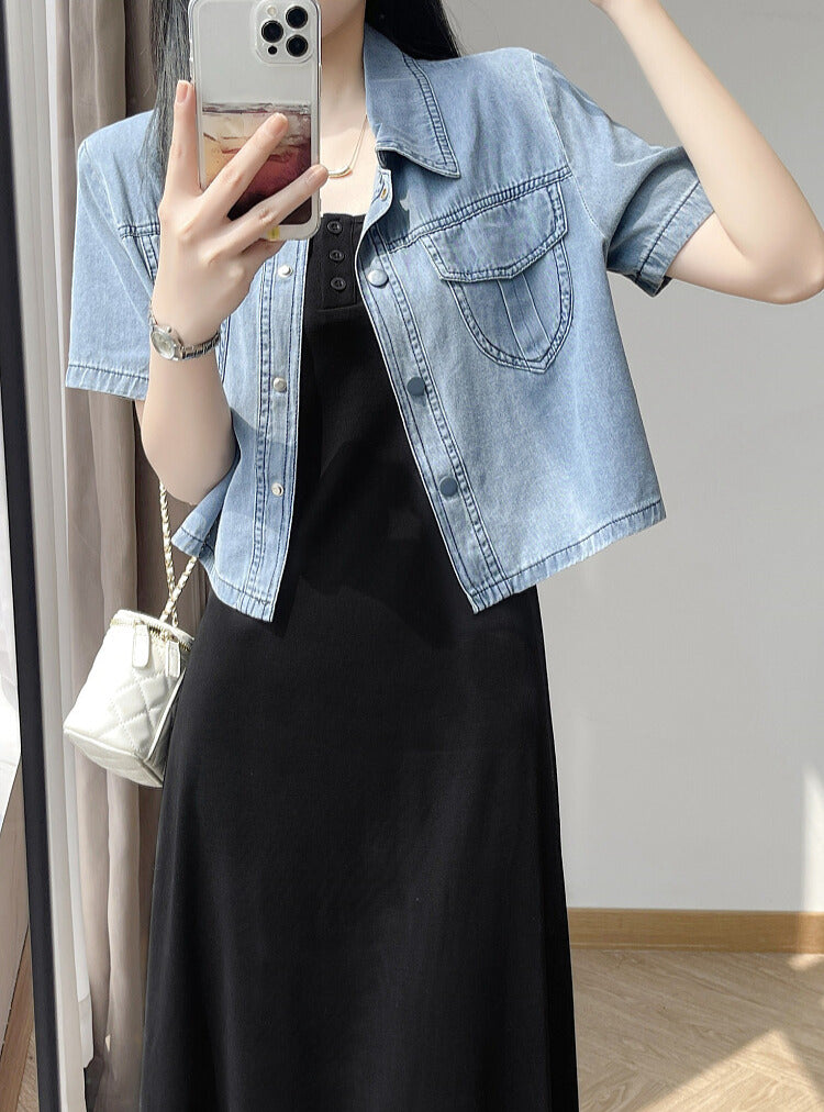 シンプルが今っぽい｜ブラックロングワンピース