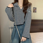 チェーン付きデザイン｜ゆったりニットトップス