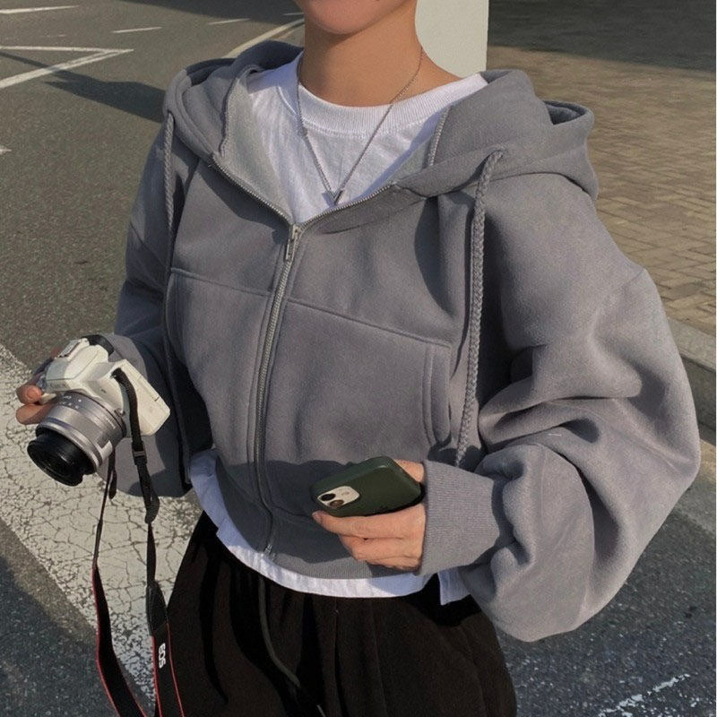 クロップドジップパーカー｜ボリュームスリーブ