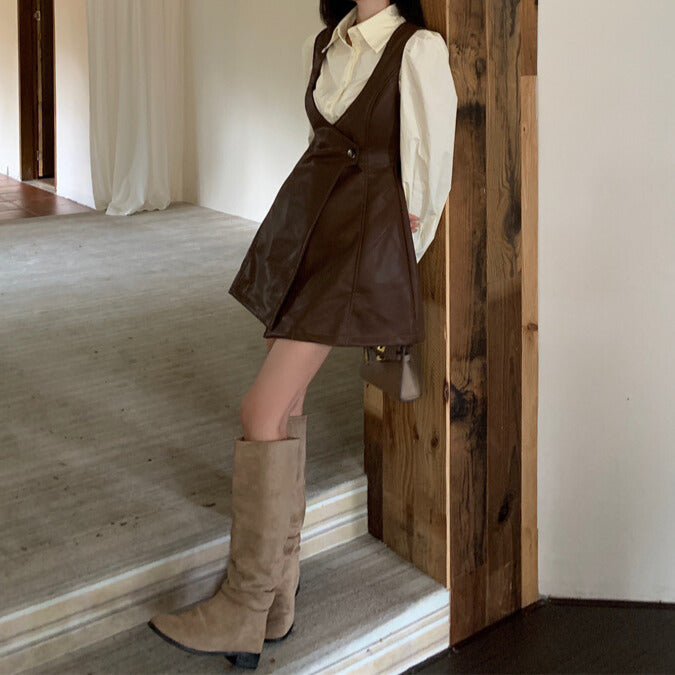 レイヤード風セット｜シャツ＆スカートワンピース