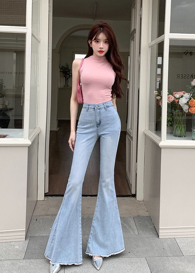 バックリボンフレアデニム